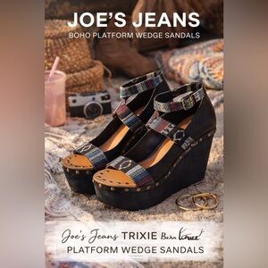 Joe’s Jeans Trixie Boho Platform Wedge Sandals Studded Tribal Size 8.5M